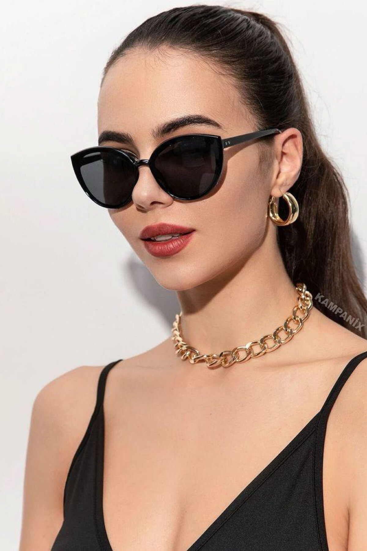 KAMPANİX Siyah Cat Model Trend Kadın Güneş Gözlüğü