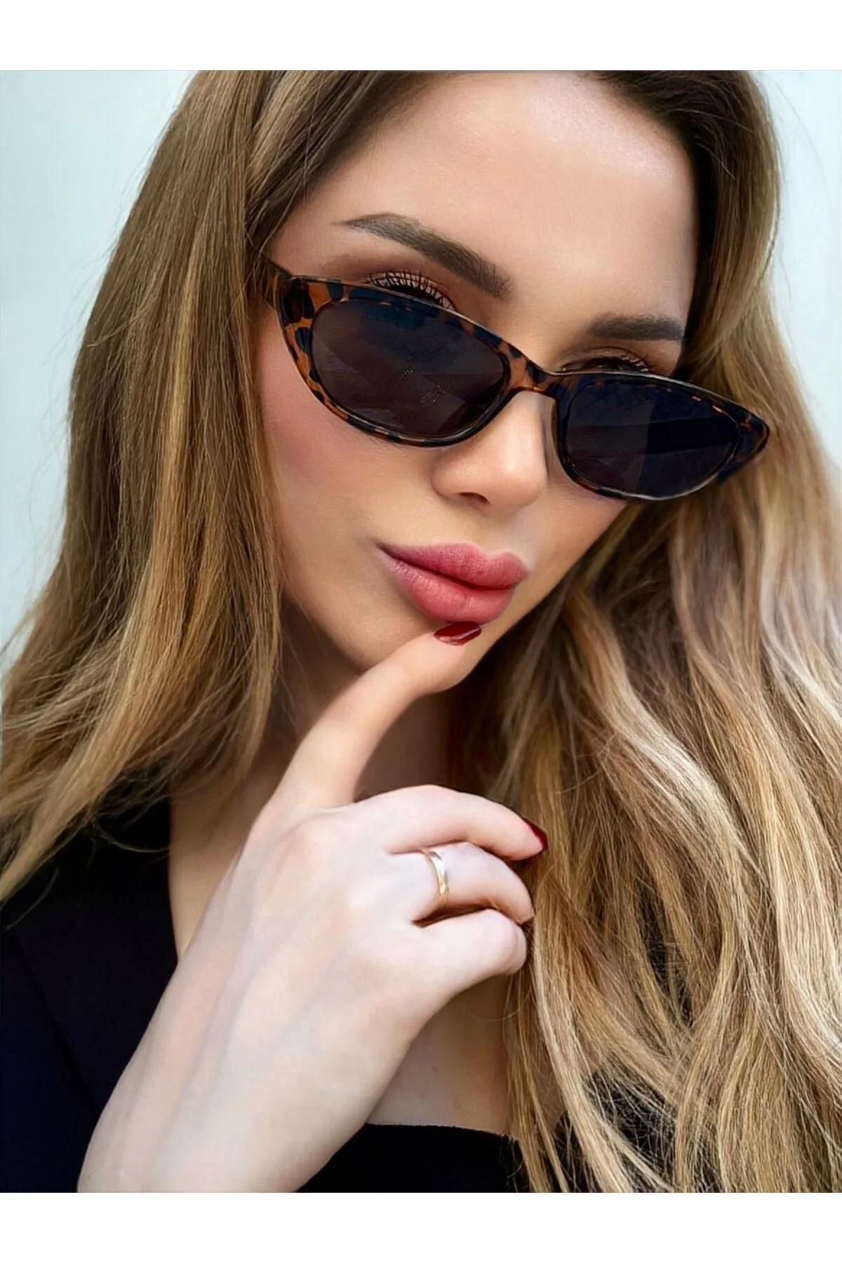 ZENIT Miltran leopar desenli siyah optik uyumlu kadın cateye güneş gözlük | UV400 korumalı ve 50 ekartman - Görsel 2