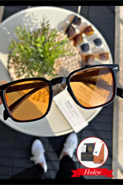 WATCHOFROYAL Güneş Gözlüğü Kadın & Erkek Uv400 Cam Ce Belgeli Siyah Turuncu Lorraınew