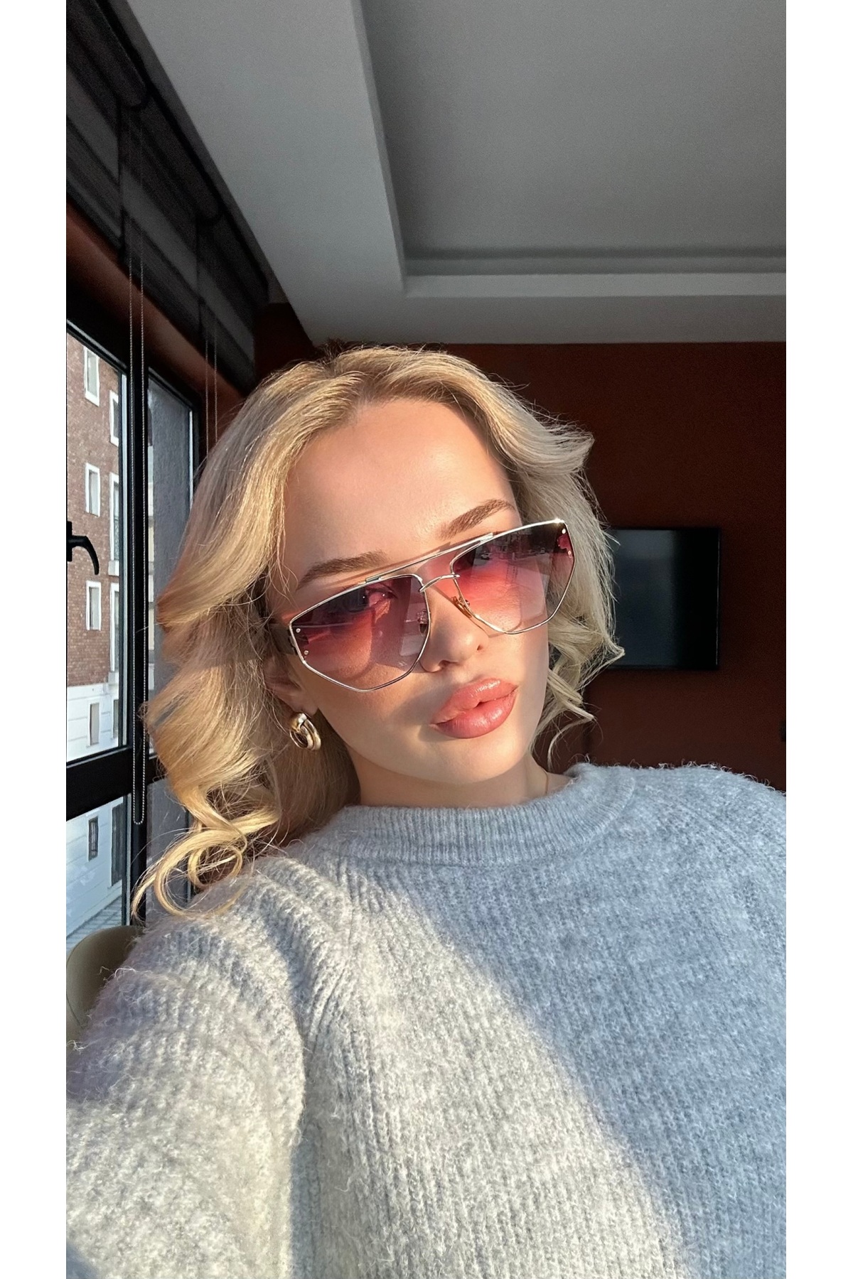 Angel Eyes Ae2005c4b4454 Pembe Altın Renk Çerçeve Geometrik Kadın Güneş Gözlüğü