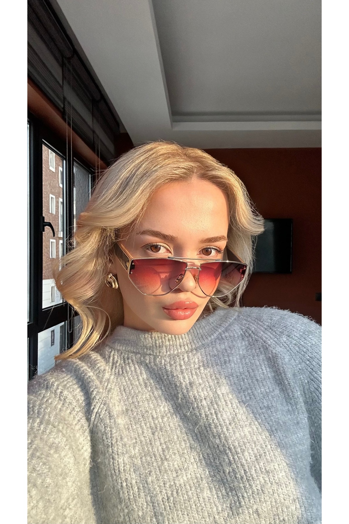 Angel Eyes Ae2005c4b4454 Pembe Altın Renk Çerçeve Geometrik Kadın Güneş Gözlüğü - Görsel 2