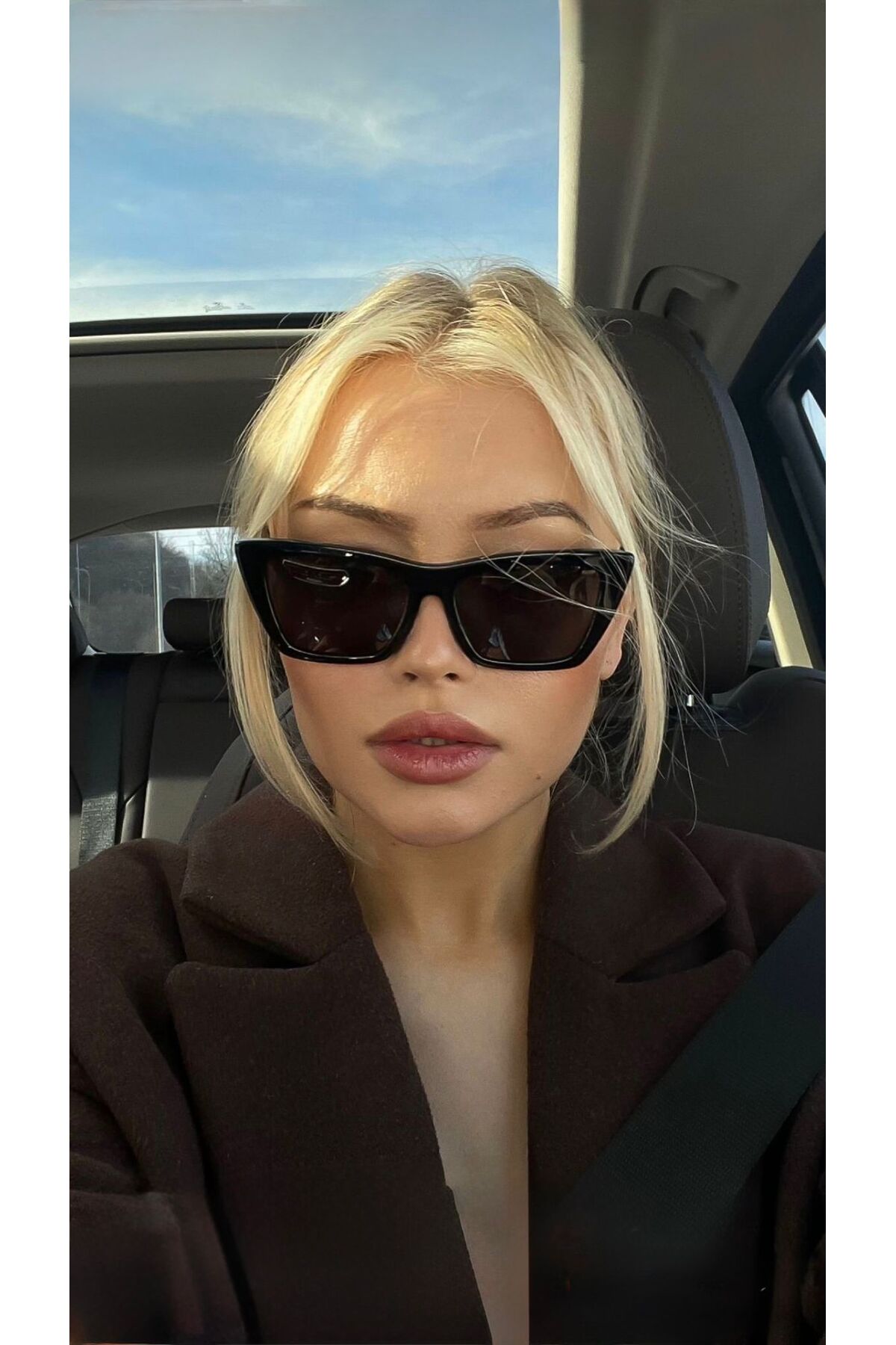 Goldmine Unisex Cat Eye Kare Güneş Gözlüğü Siyah - Görsel 3