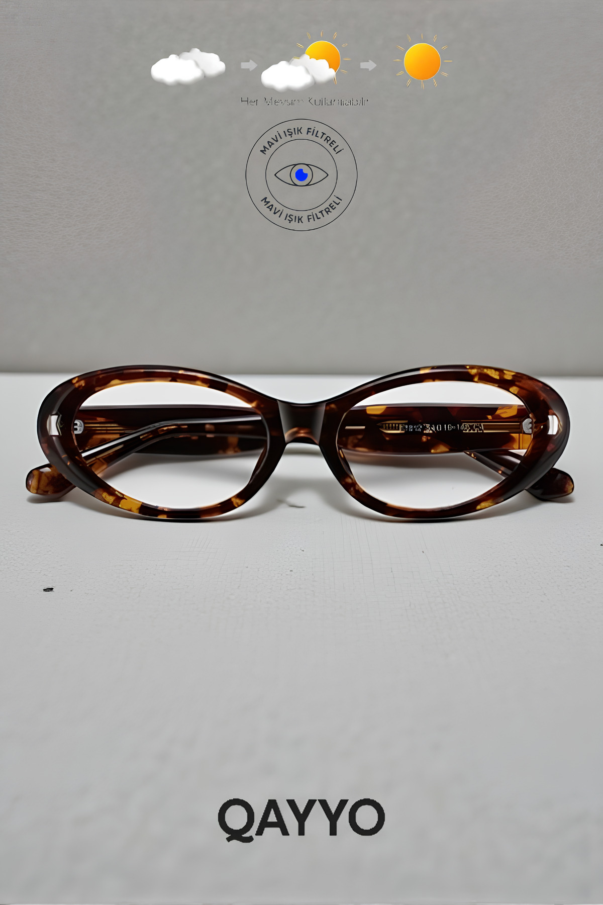 QAYYO Accessories Tabbart Leopar Cat Eye Klasik Retro Popüler Mavi Işık Korumalı Blue Block Şeffaf Ekran Gözlüğü - Görsel 2