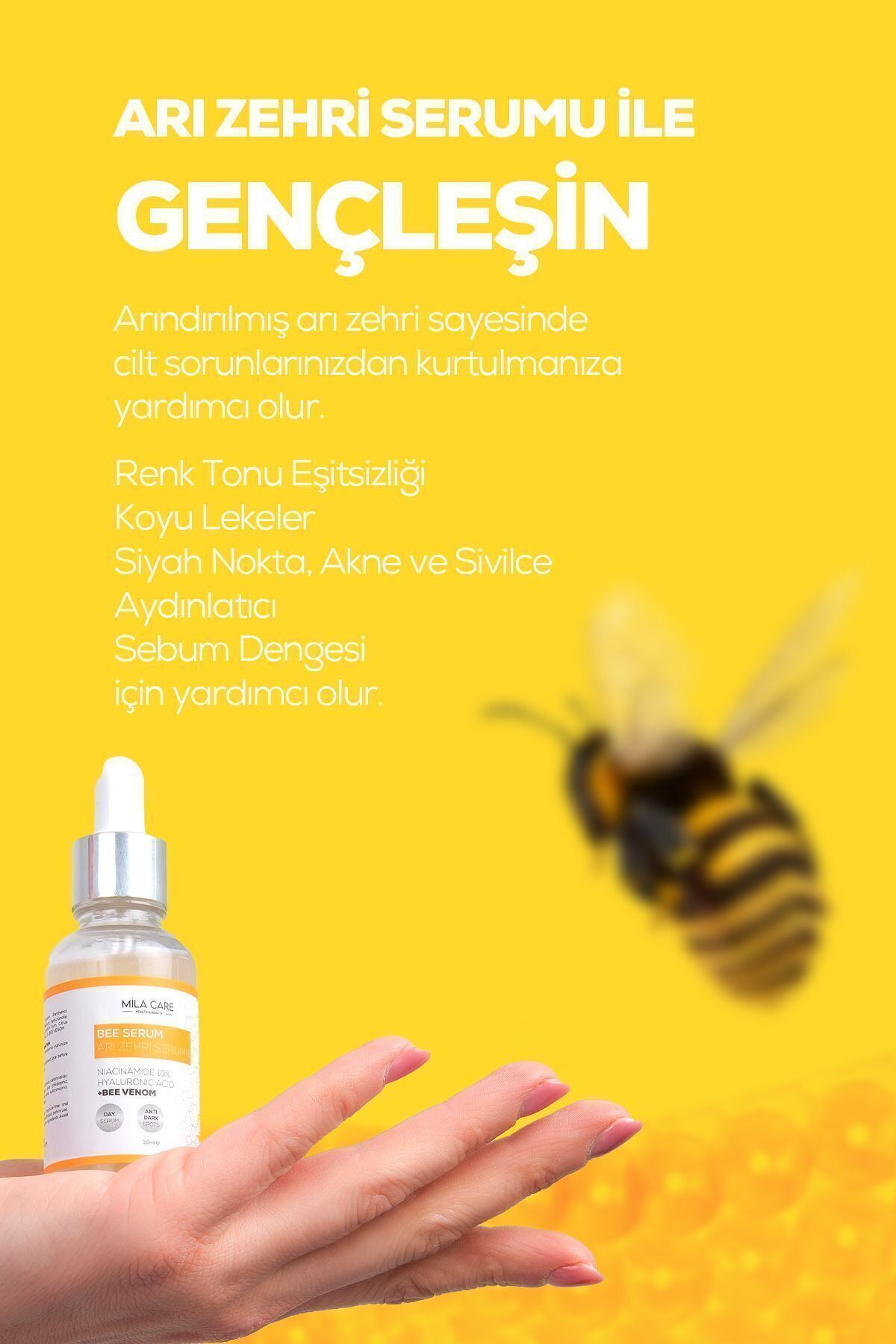Mila Care Health&Beauty Kırışıklık Ve Dolgunlaştırıcı Arı Zehri Serumu 30 ml - Görsel 3