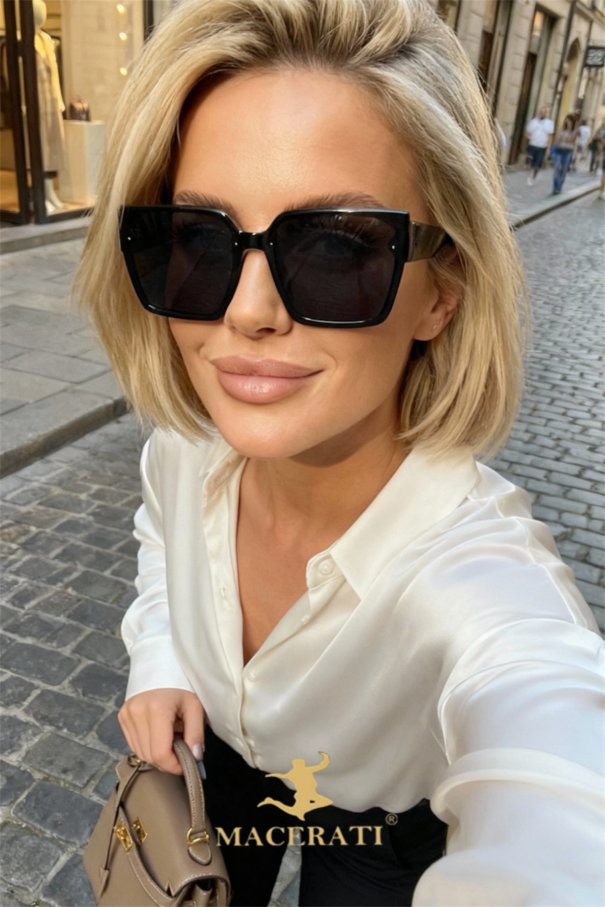 MACERATİ Mels Unısex Siyah Kare Güneş Gözlüğü - Görsel 2