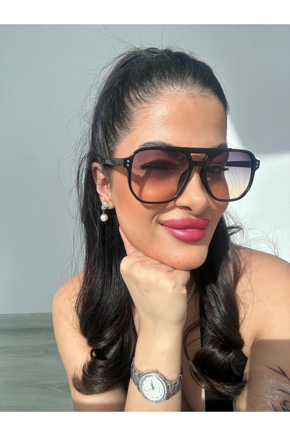 funeyes Colmar Dikdörtgen Degrade Güneş Gözlüğü Trend Modeli Unisex Güneş Gözlüğü 50 20 148 - Görsel 2