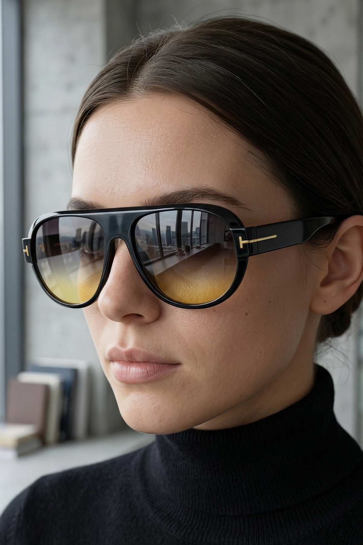 Kapin Tinnie Vintage Damla Tasarım Güneş Gözlüğü - Siyah Hardal Cam - Görsel 2