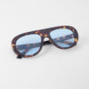 Kapin Reina Kemik Tasarım Oval Güneş Gözlüğü Leopar Çerçeve - Mavi Cam