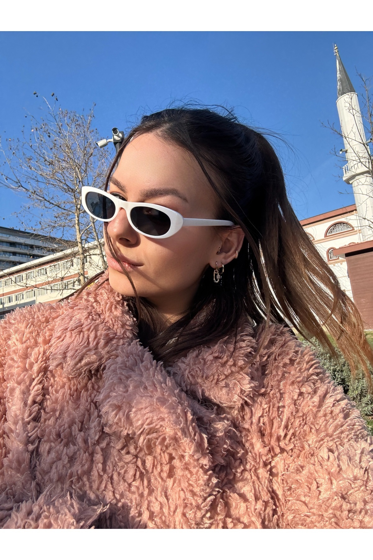 Goldmine Kadın Laura Slim Oval Vintage Beyaz UV400 Güneş Gözlüğü - Görsel 2