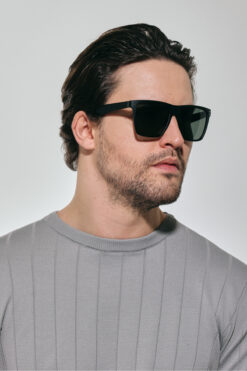 Polo Hill Erkek Siyah Çerçeve Polarize Camlı Kemik Dikdörtgen Güneş Gözlüğü