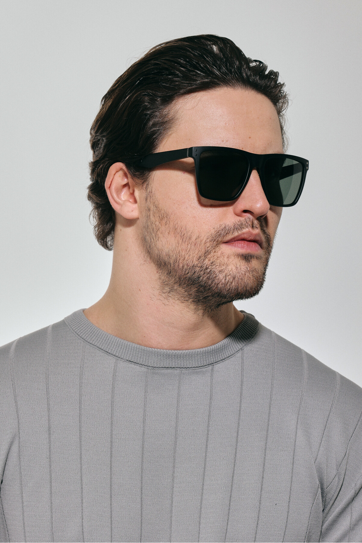 Polo Hill Erkek Siyah Çerçeve Polarize Camlı Kemik Dikdörtgen Güneş Gözlüğü