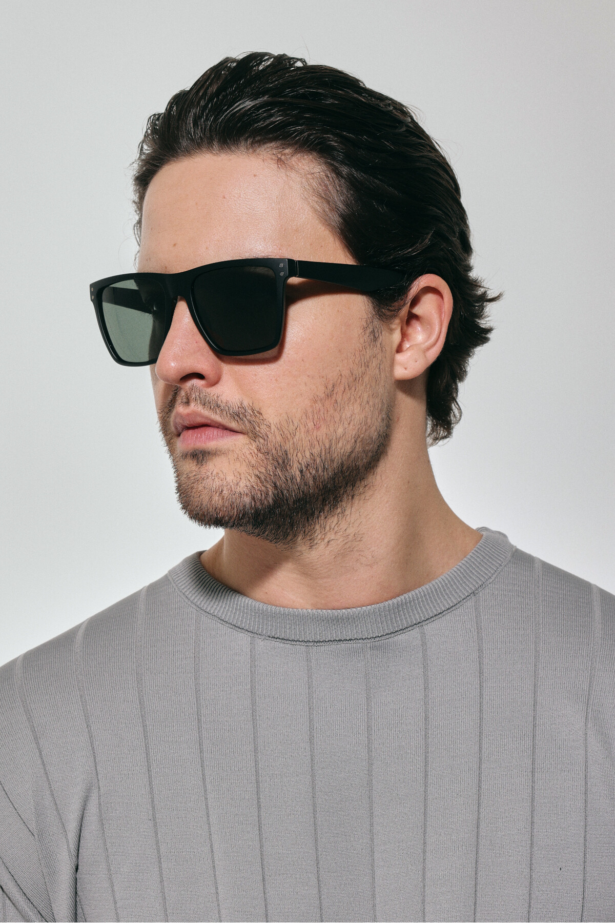 Polo Hill Erkek Siyah Çerçeve Polarize Camlı Kemik Dikdörtgen Güneş Gözlüğü - Görsel 2