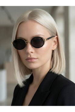 Mazzy Oval Gold Mat Siyah Kadın Güneş Gözlüğü