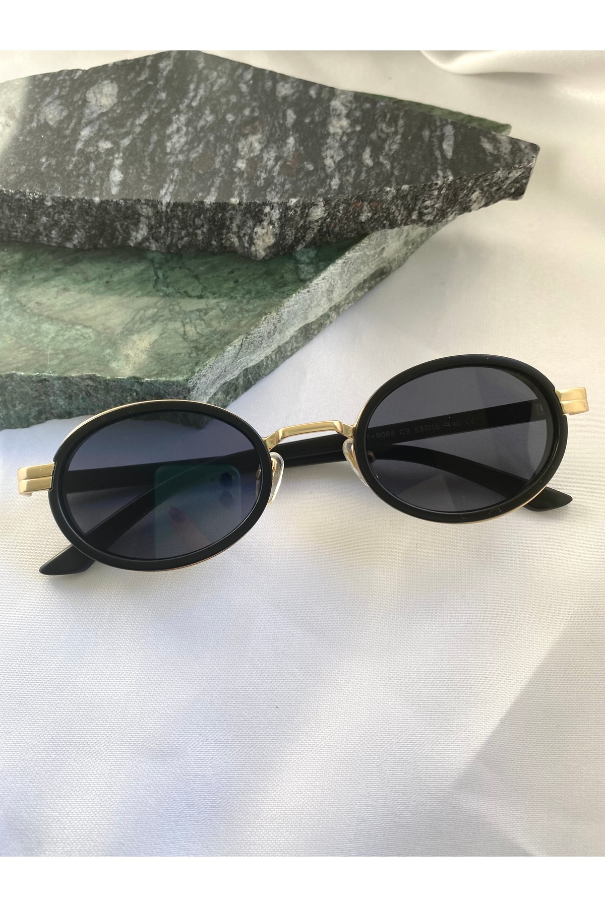 Mazzy Oval Gold Mat Siyah Kadın Güneş Gözlüğü - Görsel 2