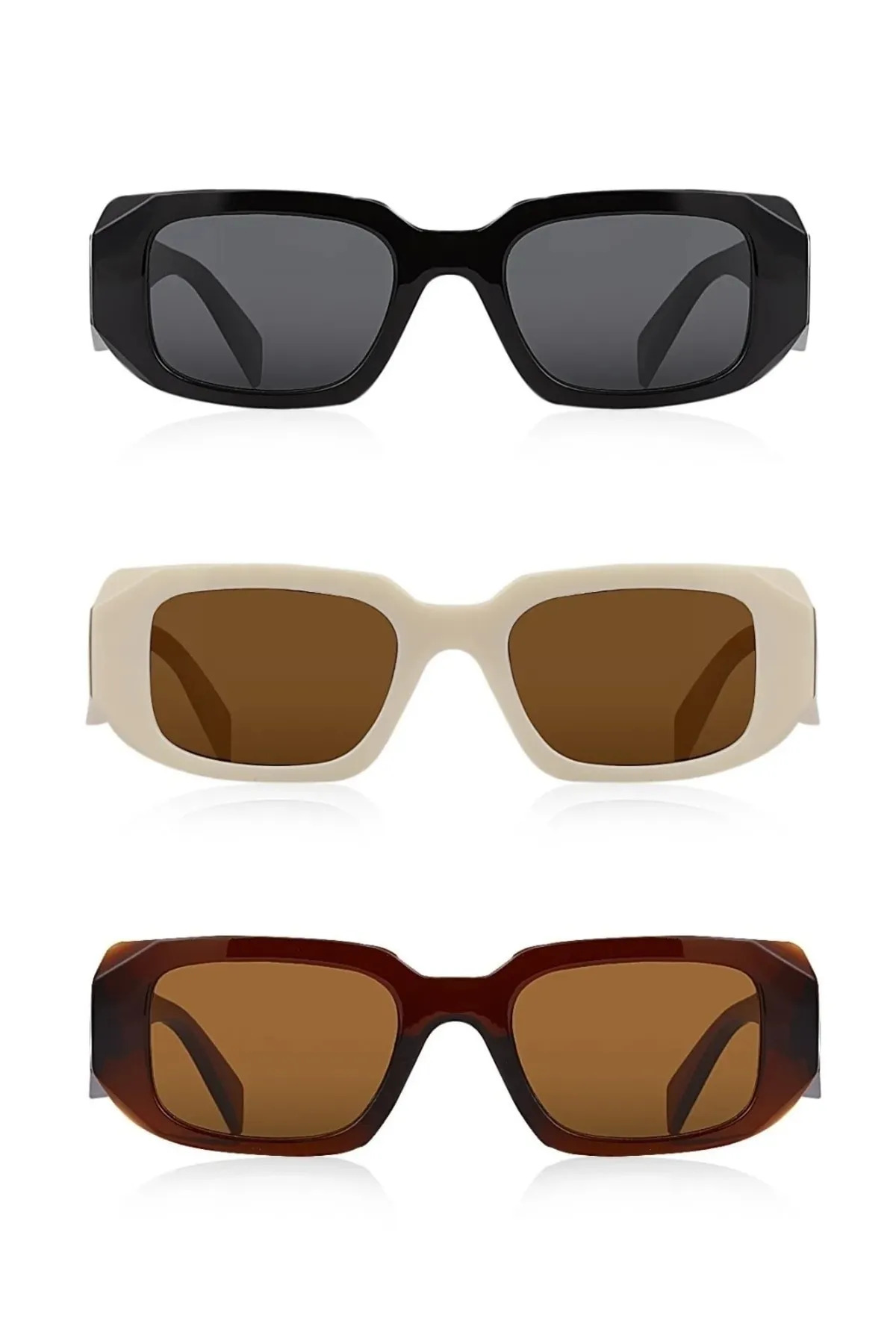 Nilu Moda 3'LÜ FIRSAT SETİ SİYAH BEJ KAHVERENGİ KADIN GÜNEŞ GÖZLÜĞÜ - Görsel 2