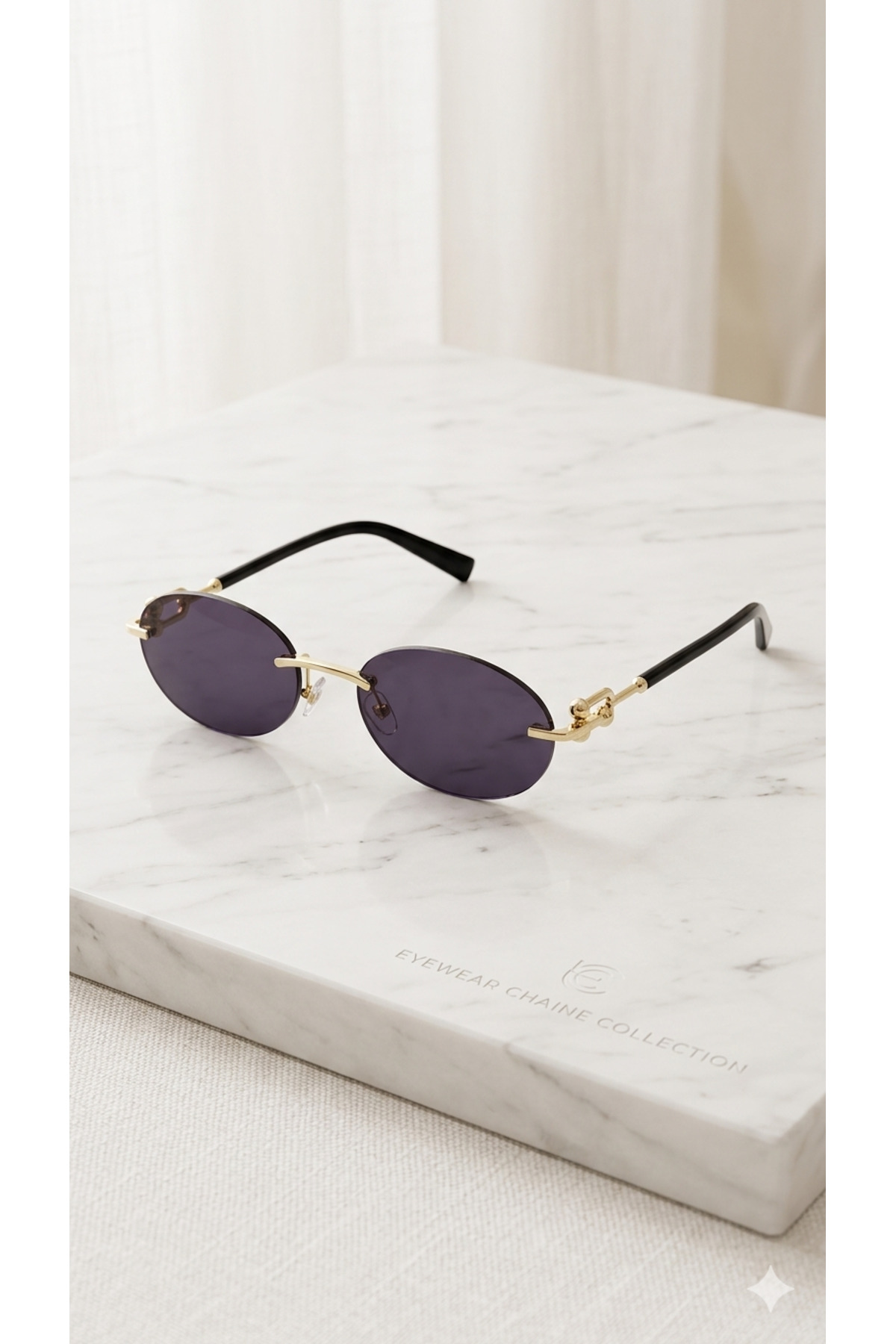 PİYESBOUTİQUE Unisex Kadın Erkek Metal Uv400 Korumalı Oval Yuvarlak Kılıf Ve Silme Bezi Hediyeli Güneş Gözlüğü - Görsel 2