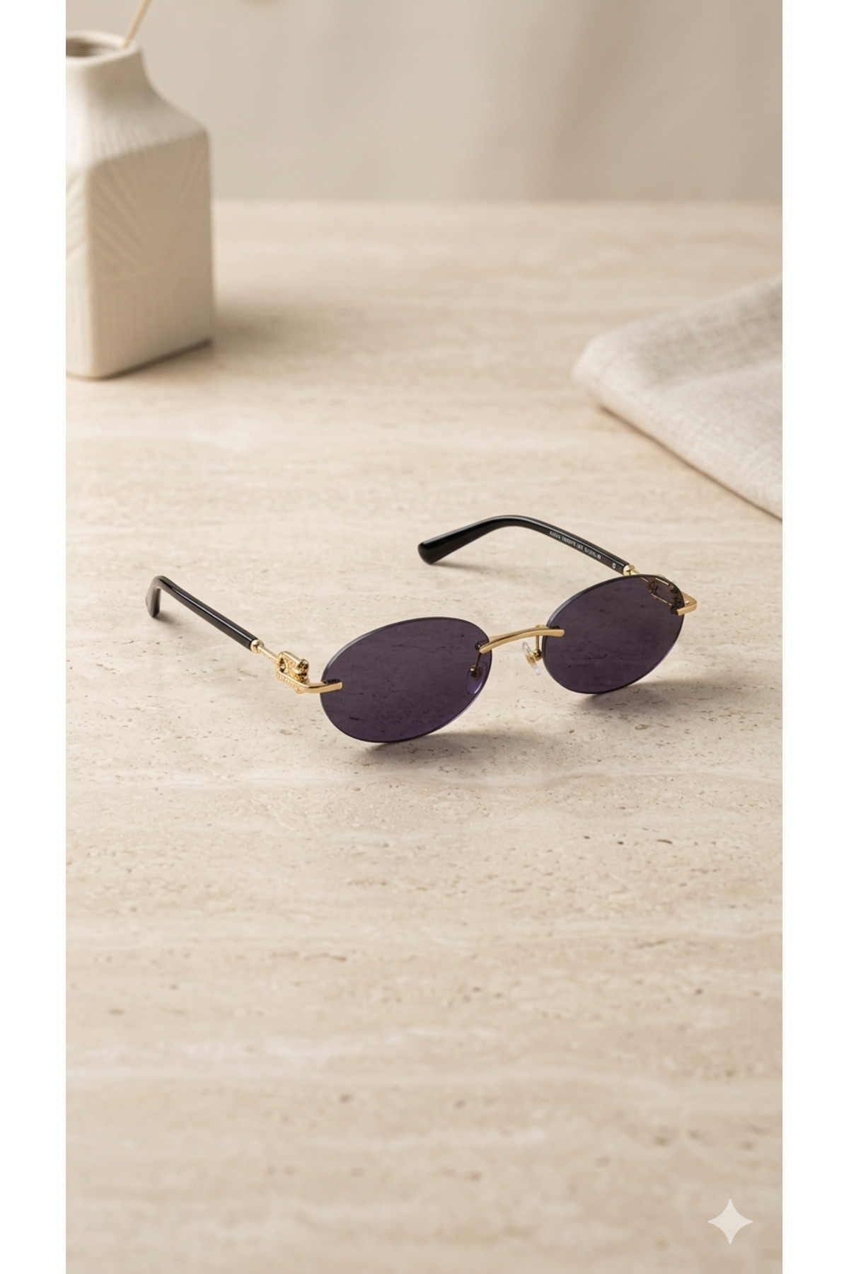PİYESBOUTİQUE Unisex Kadın Erkek Metal Uv400 Korumalı Oval Yuvarlak Kılıf Ve Silme Bezi Hediyeli Güneş Gözlüğü - Görsel 3