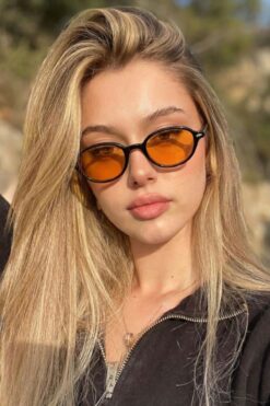 CLAREX Berlin Retro Siyah Çerçeve Turuncu Camlı Güneş Gözlüğü | UV400 Korumalı