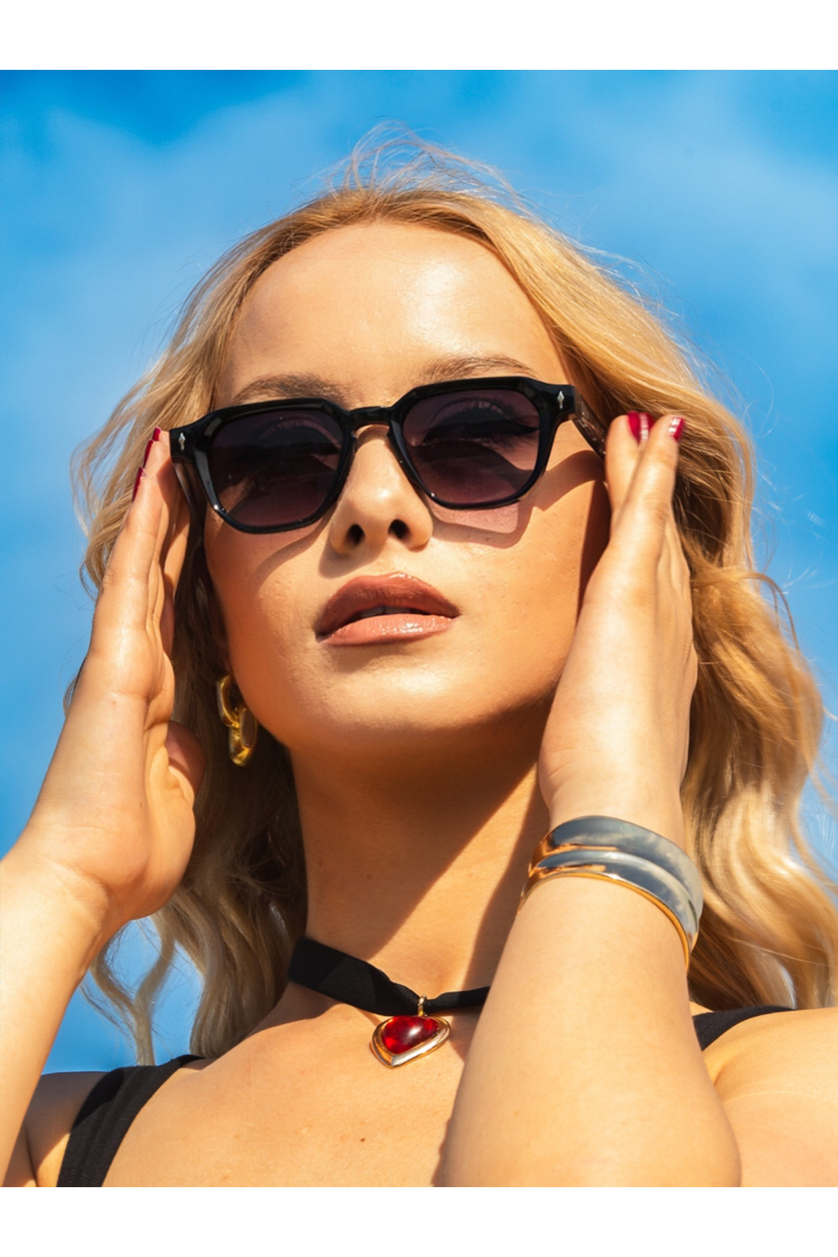 Angel Eyes Kare Tasarım Siyah Çerçeve Şık Sap Detaylı Siyah Degrade Cam Unisex Güneş Gözlüğü Ce Belgeli - Görsel 2