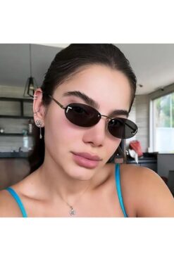 Nilu Moda FFirst Oval Taşlı Tasarım Güneş Gözlüğü Siyah