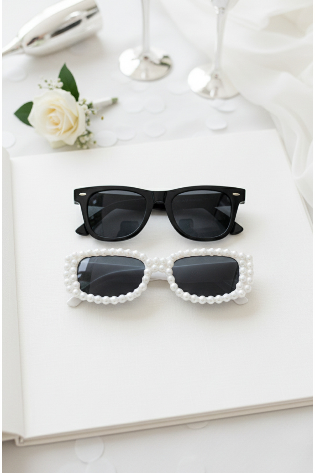 Happyline 2 Adet After Party Gözlük Düğün Parti Gözlüğü İncili Bride Gözlük Çift Güneş Gözlüğü Damat Gözlük - Görsel 2