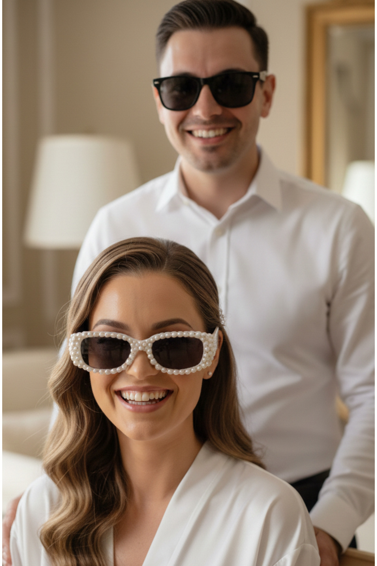 Happyline 2 Adet After Party Gözlük Düğün Parti Gözlüğü İncili Bride Gözlük Çift Güneş Gözlüğü Damat Gözlük - Görsel 3
