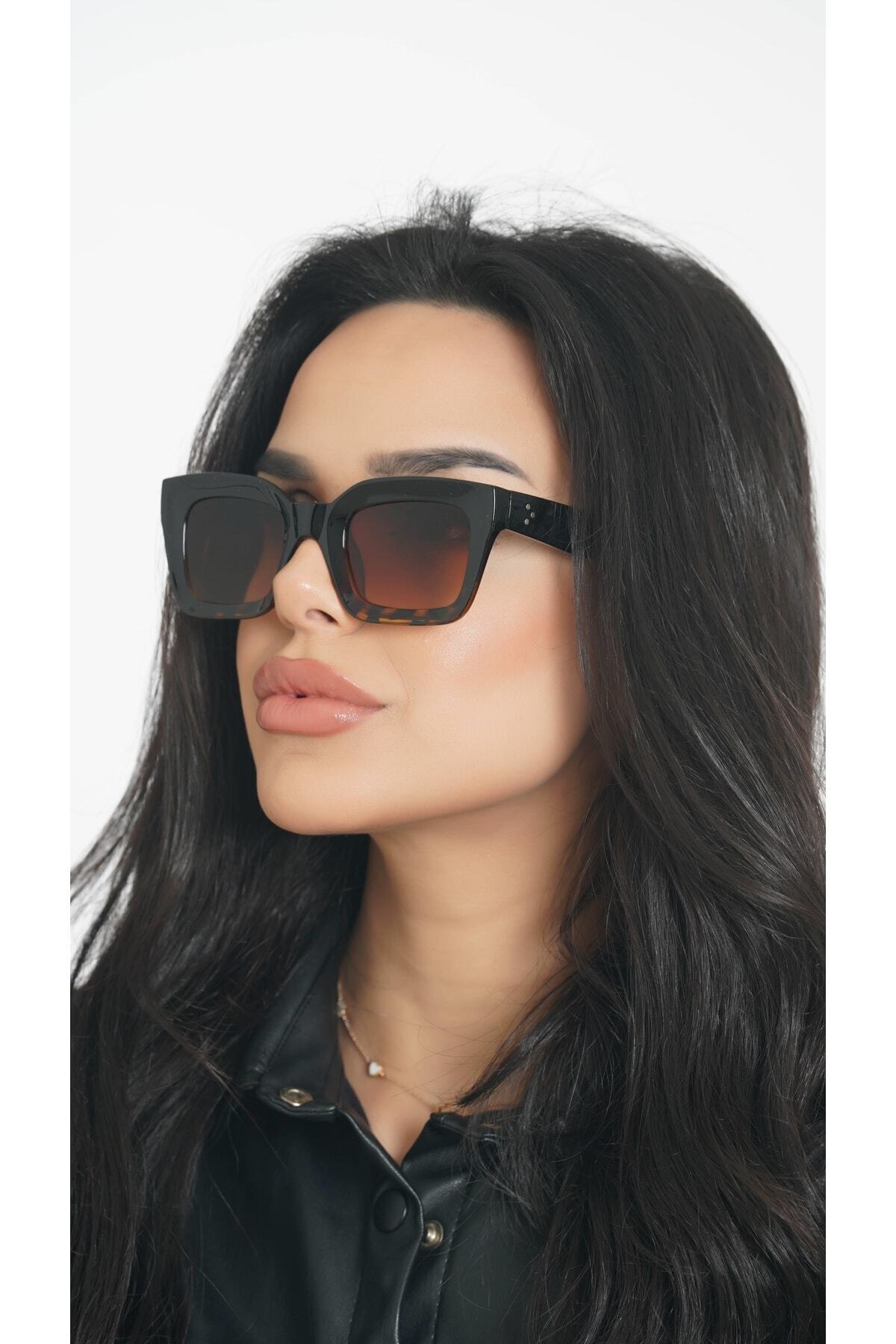 Angel Eyes Dikdörtgen Leopar Kadın Güneş Gözlüğü Yw-3002c