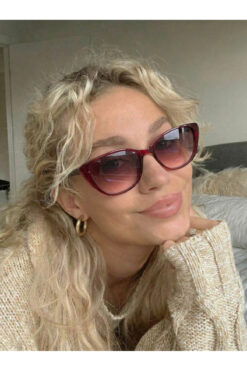 funeyes Diana Bordo Trend Gözlük Cat Eye Güneş Gözlüğü İnce Slim Çerçeveli