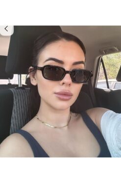 ZENIT Prixwa siyah kare kadın güneş gözlüğü Uv400 korumalı ve 50 ekartman