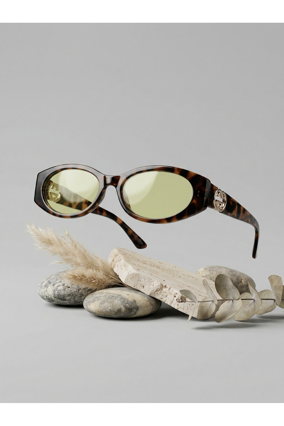 funeyes Leopar Desenli Yeşil camlı GG Aksesuarlı Güneş Gözlüğü - Görsel 2