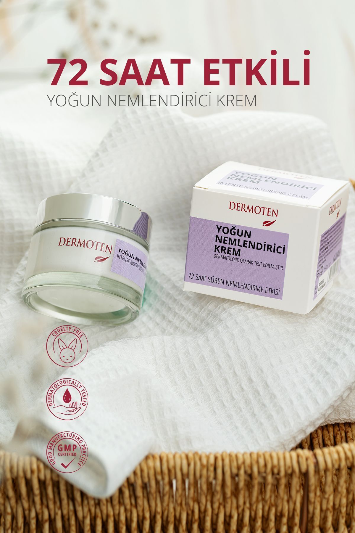 Dermoten 72 Saat Etkili Yoğun Nemlendirici Cilt Bakım Kremi 50 ml - Görsel 3