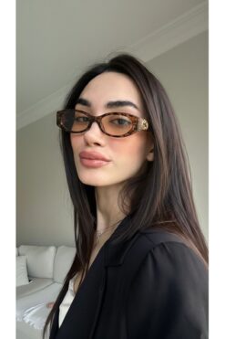 funeyes Leopar Desenli Soft Kahve camlı GG Aksesuarlı Güneş Gözlüğü