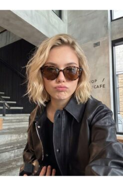 funeyes Cunda Leopar Desenli Kahverengi Güneş Gözlüğü Metal Menteşeli ürün