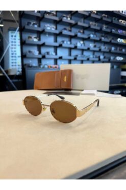 Bubbleatelier Kahverengi Cam Detay Gold Güneş Gözlüğü