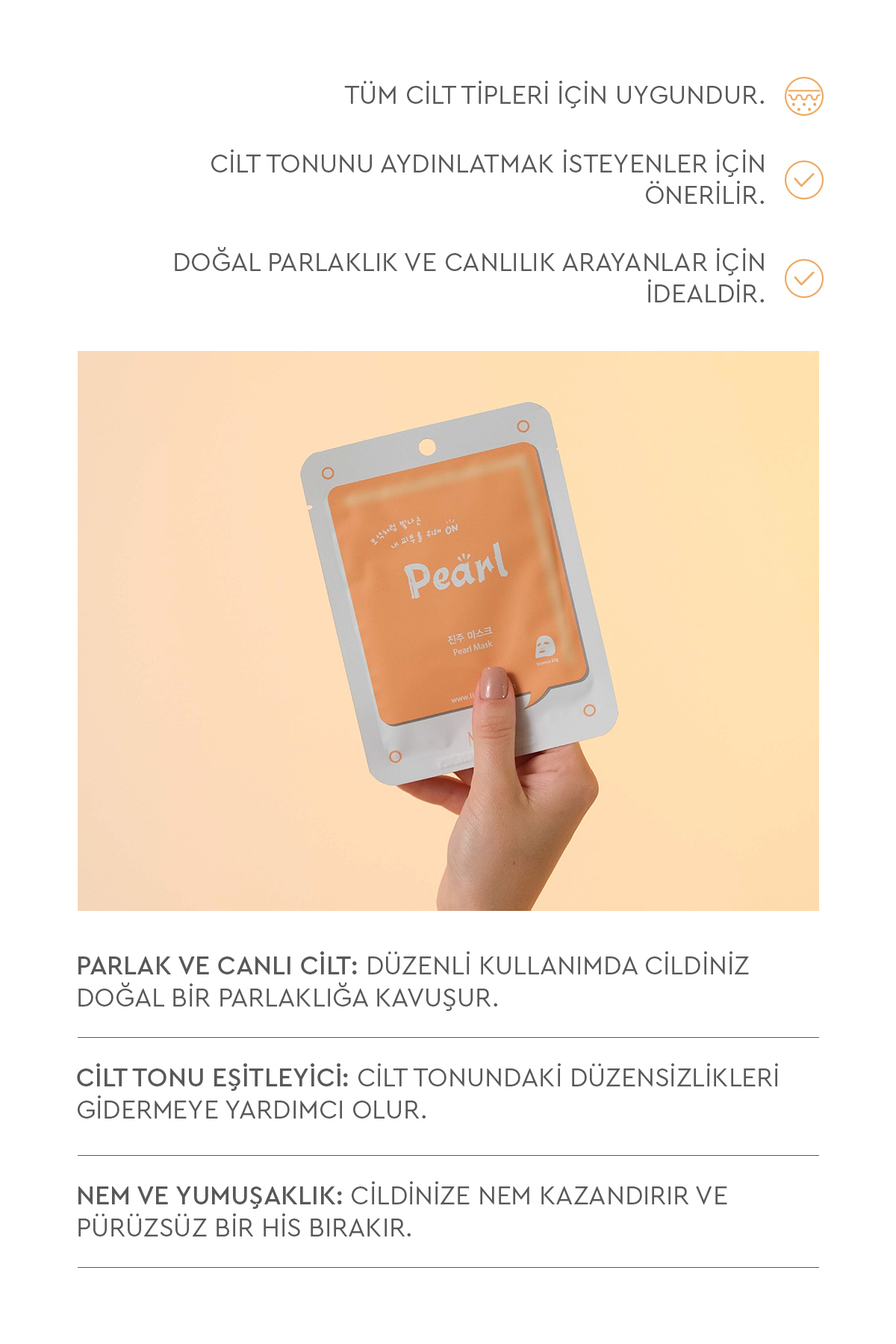 Mjcare On Pearl Mask - Inci Özlü Yüz Maskesi 10'lu - Görsel 2