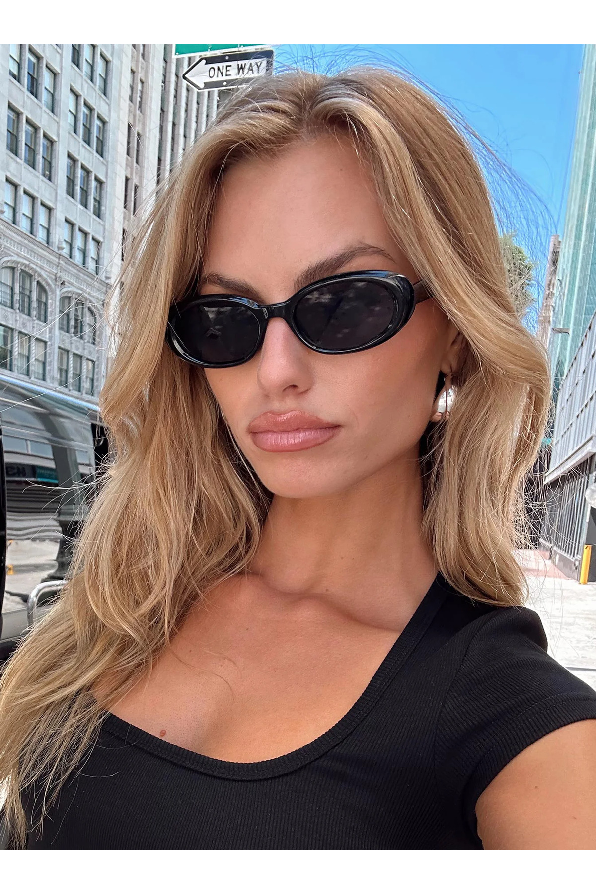 Goldmine Unisex Oval Frame Uv400 Güneş Gözlüğü Siyah