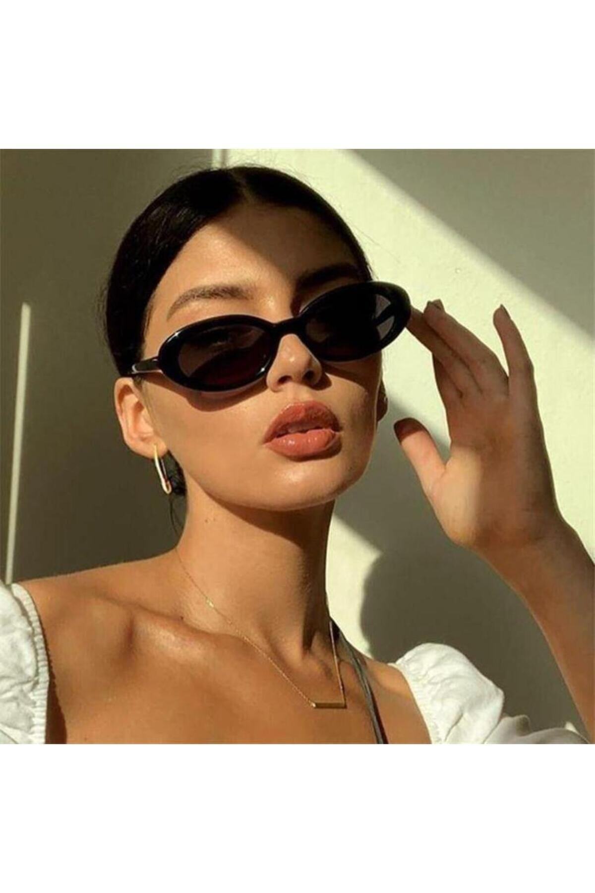 Goldmine Unisex Oval Frame Uv400 Güneş Gözlüğü Siyah - Görsel 3