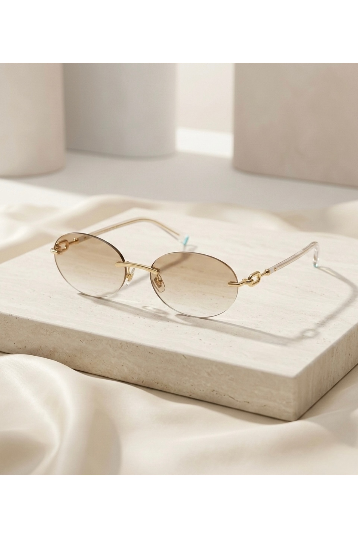 PİYESBOUTİQUE Unisex Kadın Erkek Uv400 Korumalı Oval Yuvarlak Kılıf Ve Silme Bezi Hediyeli Güneş Gözlüğü - Görsel 2