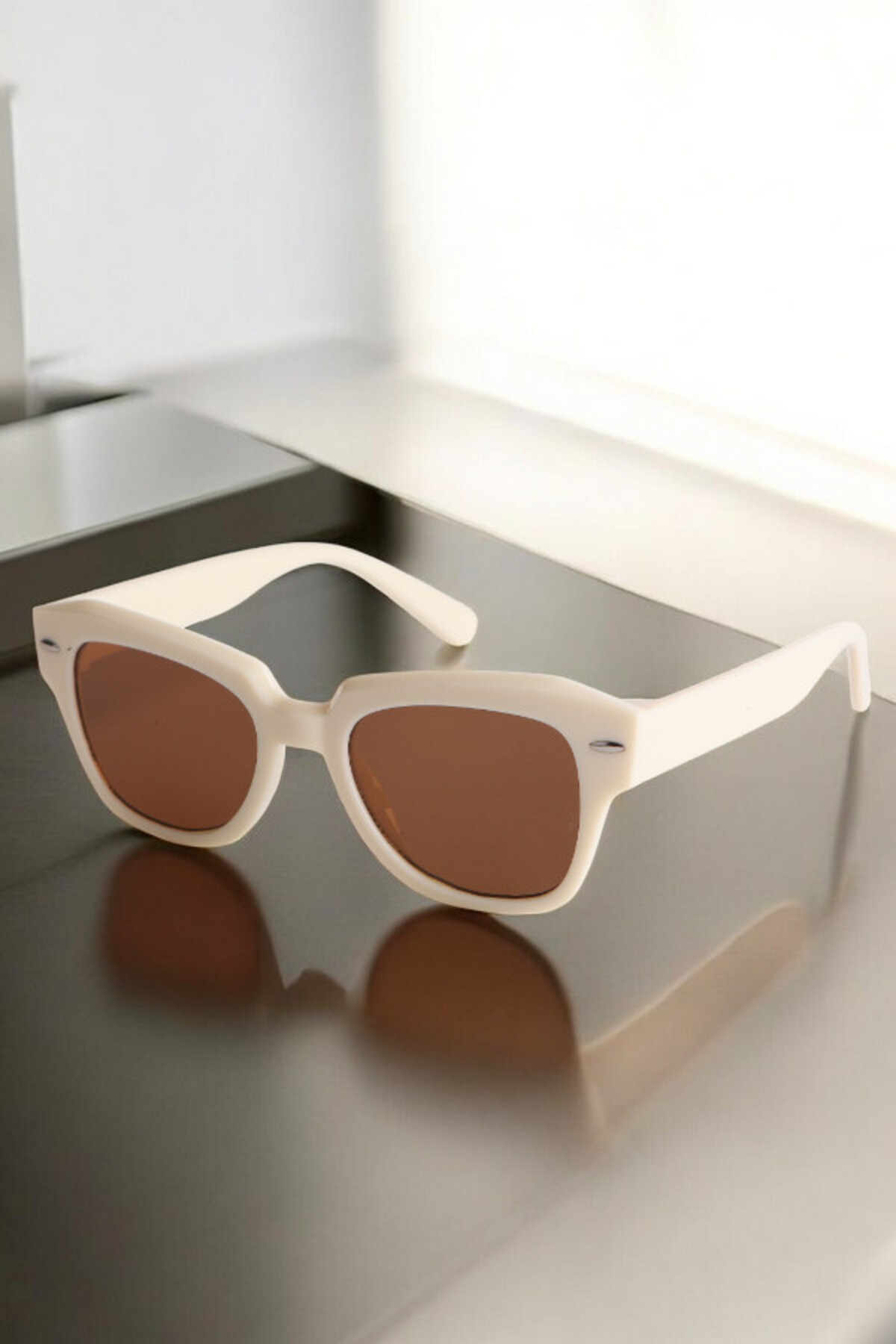 Eyesofia Ogıyanı Dı Polo Unısex Krem Kahverengi Güneş Gözlüğü