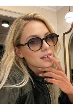 funeyes Larg Siyah Çerçeve Degrade Unisex Yuvarlak Güneş Gözlüğü | Hafif ve Konforlu | UV400 %100 Koruma