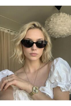 funeyes Diana Siyah Cat Eye Güneş Gözlüğü İnce Slim Çerçeveli