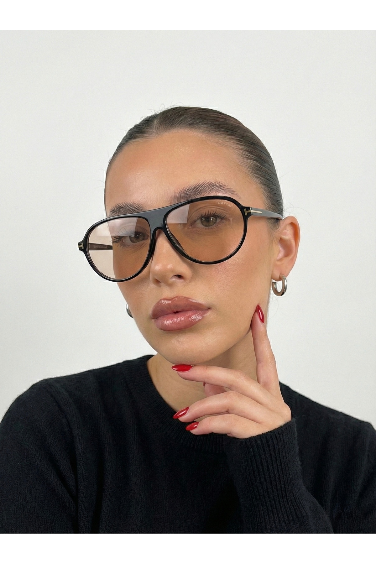 Goldmine Unisex Tina Aviator Güneş Gözlüğü UV400 Siyah Nude - Görsel 2