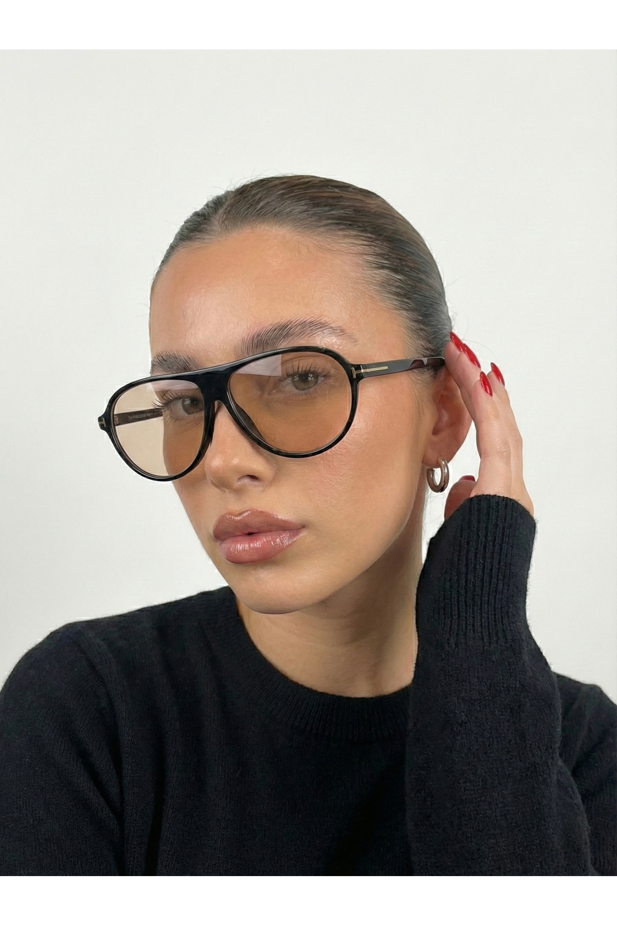 Goldmine Unisex Tina Aviator Güneş Gözlüğü UV400 Siyah Nude - Görsel 3