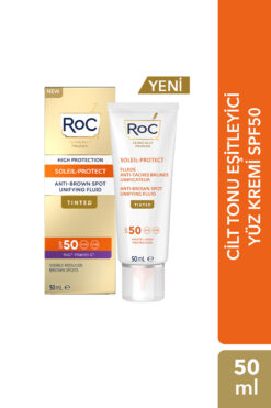 Roc C Vitaminli Leke Karşıtı ve Ton Eşitleyici Yüz Güneş Kremi SPF50 50 ml - Her Cilt Rengine Uygun