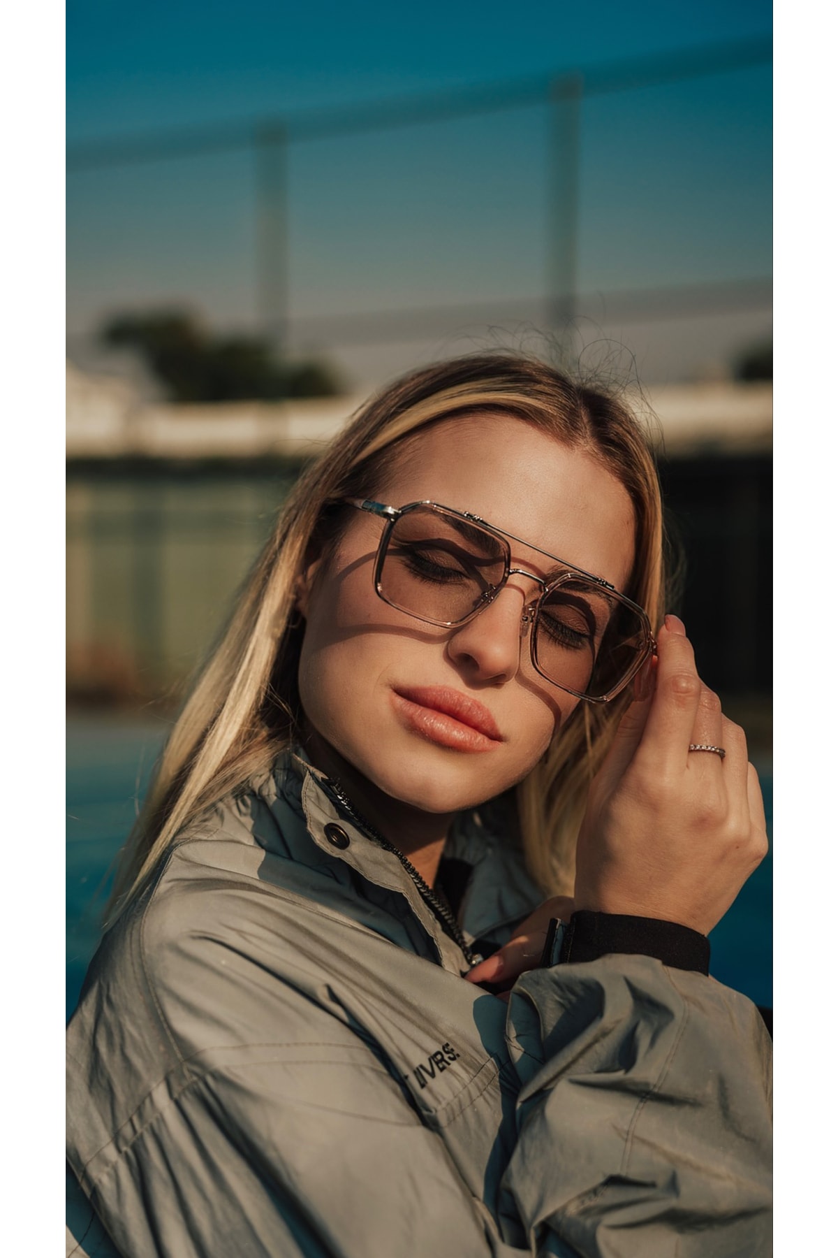 Angel Eyes Dikdörtgen Şeffaf Pembe Çerçeceli Unisex Güneş Gözlüğü Ae-0039c6