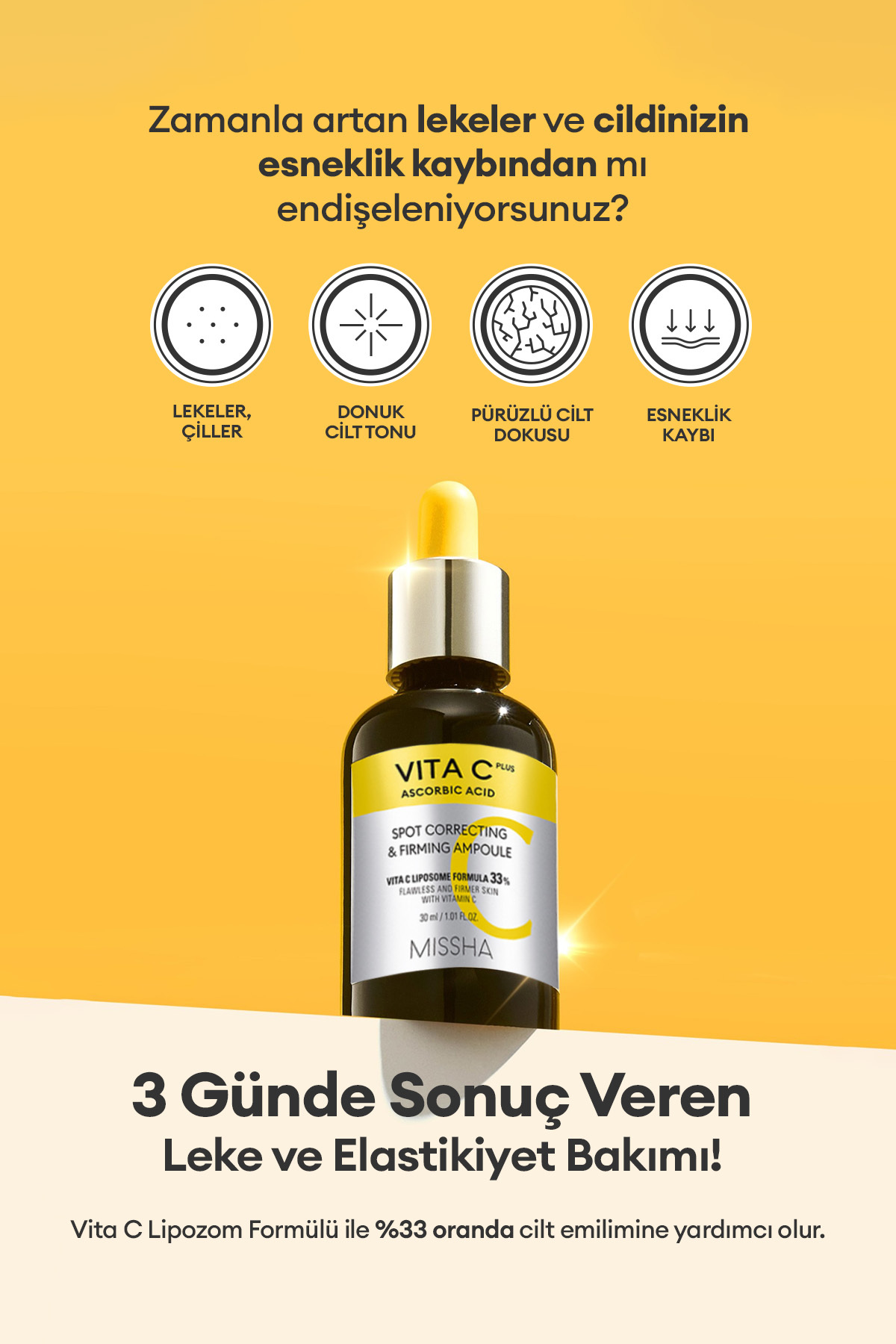 Missha Leke Karşıtı Sıkı Görünüm Sunan C Vitamini Ampulü 30ml Vita C Plus Spot Correcting & Firming Ampoule - Görsel 2