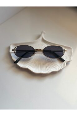 BBbutik İncili Siyah Oval Güneş Gözlüğü