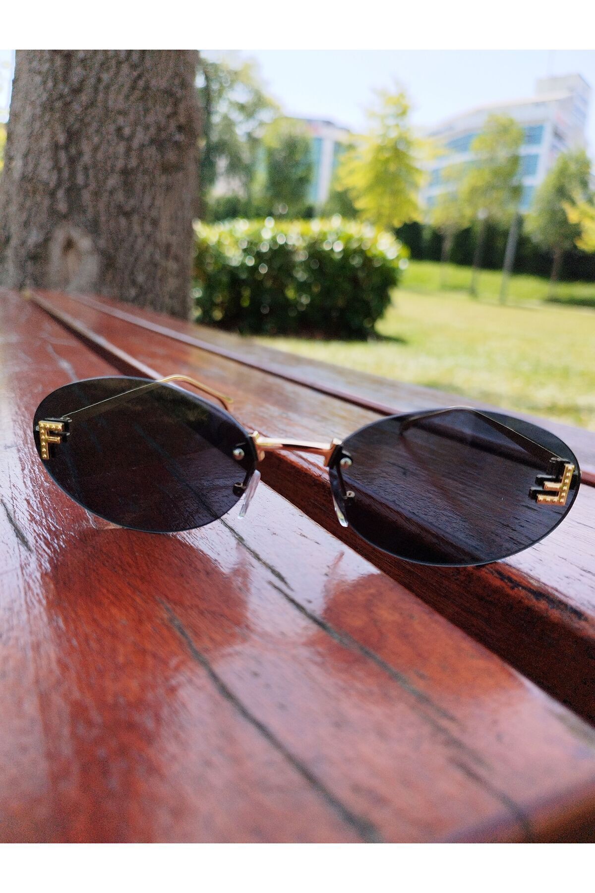 Byc polo Fadi Gold Sap Çerçevesiz Polarize Cam Unisex Şik Güneş Gözlüğü - Görsel 2