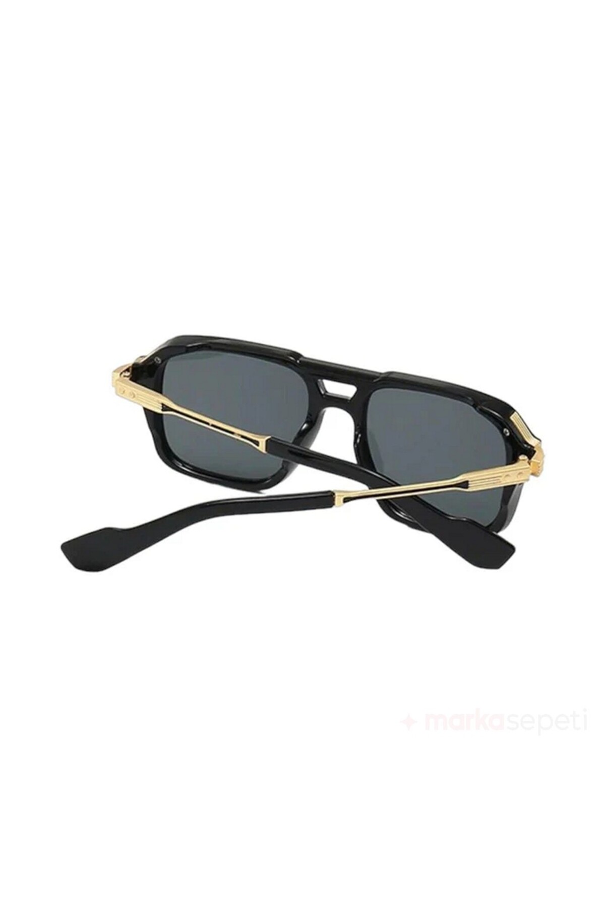 Markasepeti Orijinal Kemik Çerçeveli Gold Çizgi Detaylı Uniseks Güneş Gözlüğü (CE BELGELİ UV400 KORUMALI) - Görsel 3