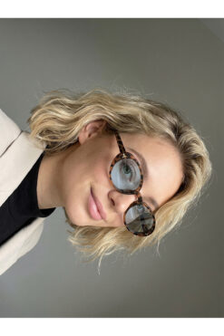 VEGA EYEWEAR Lille Oval Elips Leopar Desenli MAvi Camlı Trend Model Güneş Gözlüşü 58 18 145